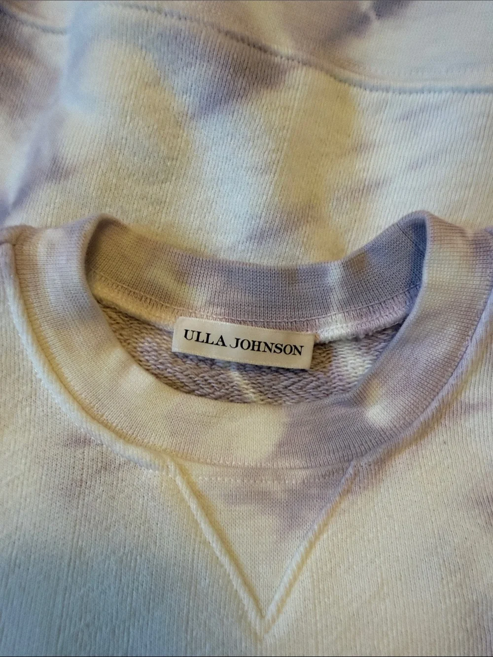ULLA JOHNSON Elliot Pullover Puff Sleeve Thistle Purple Tie Dye 100% Cotton